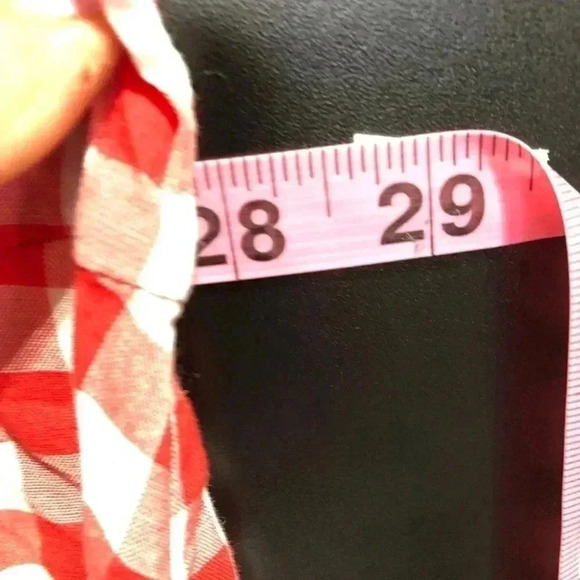 Lane Bryant Fit & Flatter Gingham Red/White V-neck Long Sleeve tie waist wrap - Picture 9 of 11